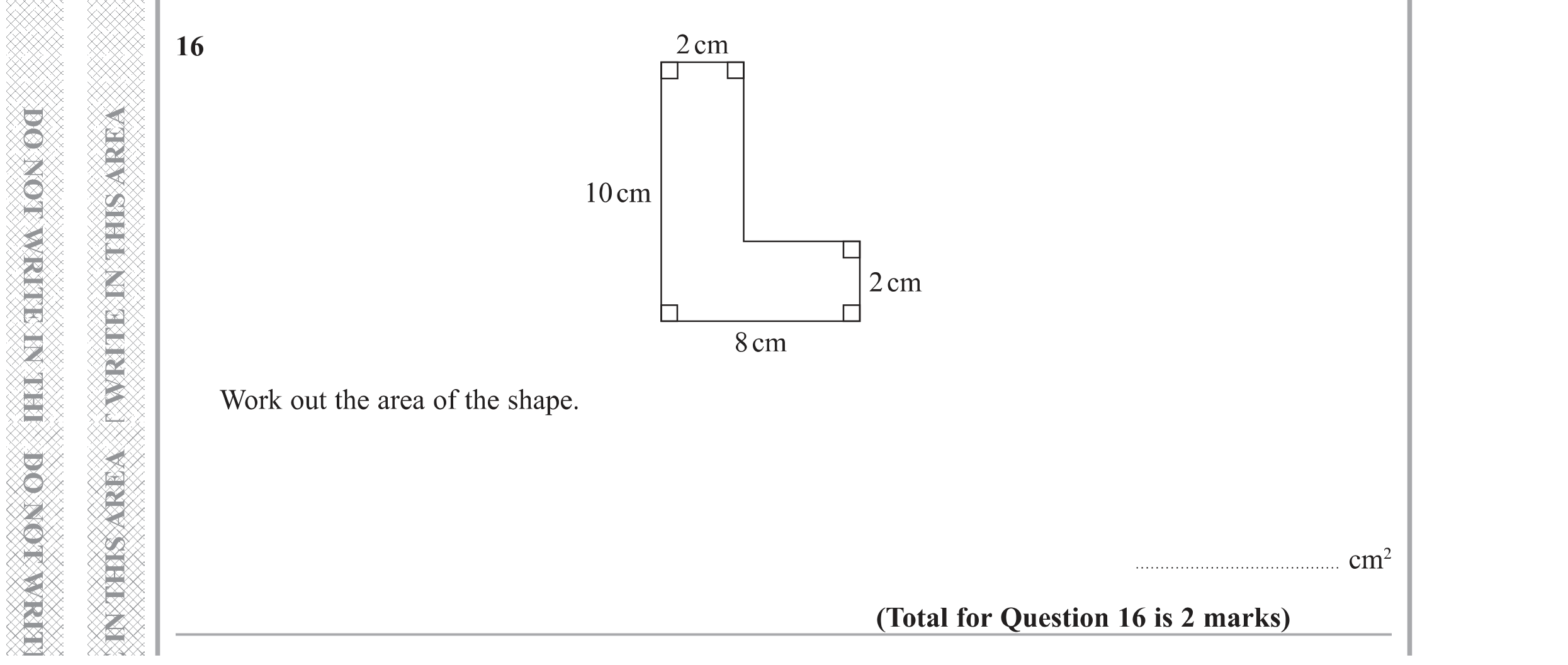 Question 16 — Perimeter and Area — Edexcel GCSE Specimen Set 1