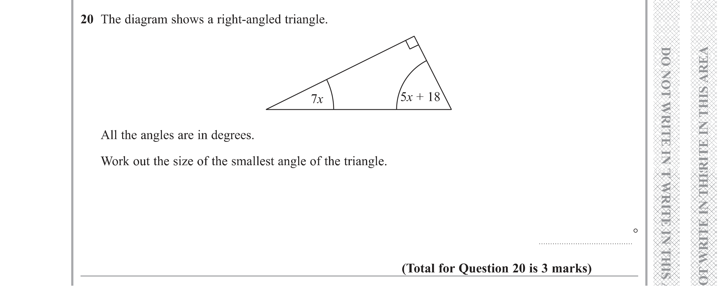 Question 20 — Angles — Edexcel GCSE Specimen Set 1