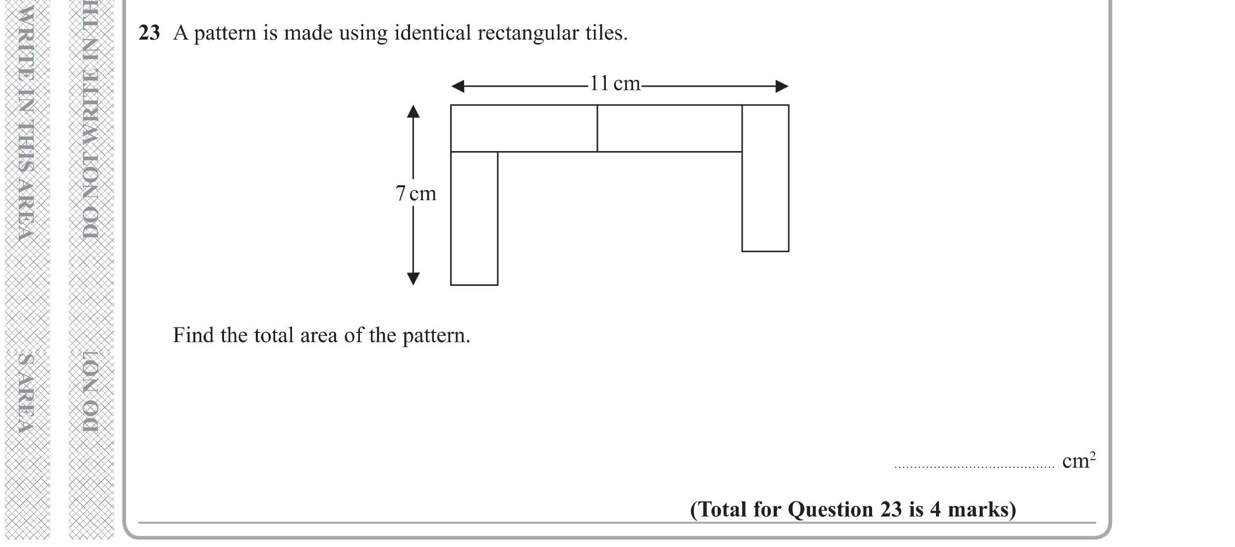 Question 23 — Perimeter and Area — Edexcel GCSE Specimen Set 1