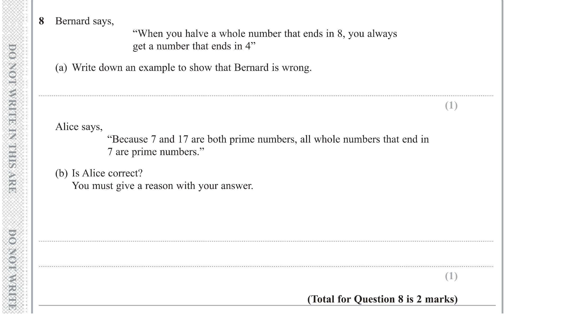 Question 8 — Stray — Edexcel GCSE Specimen Set 1
