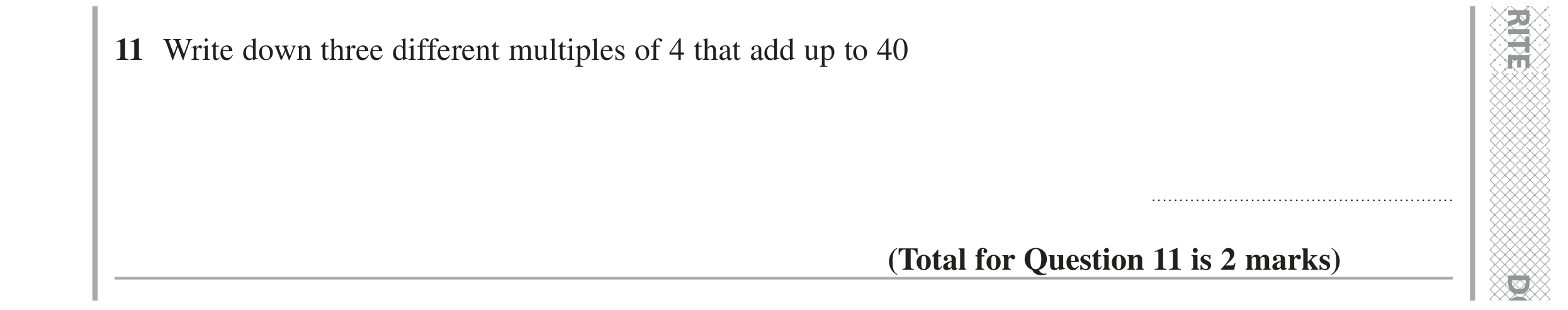 Question 11 — Multiples — Edexcel GCSE Specimen Set 2