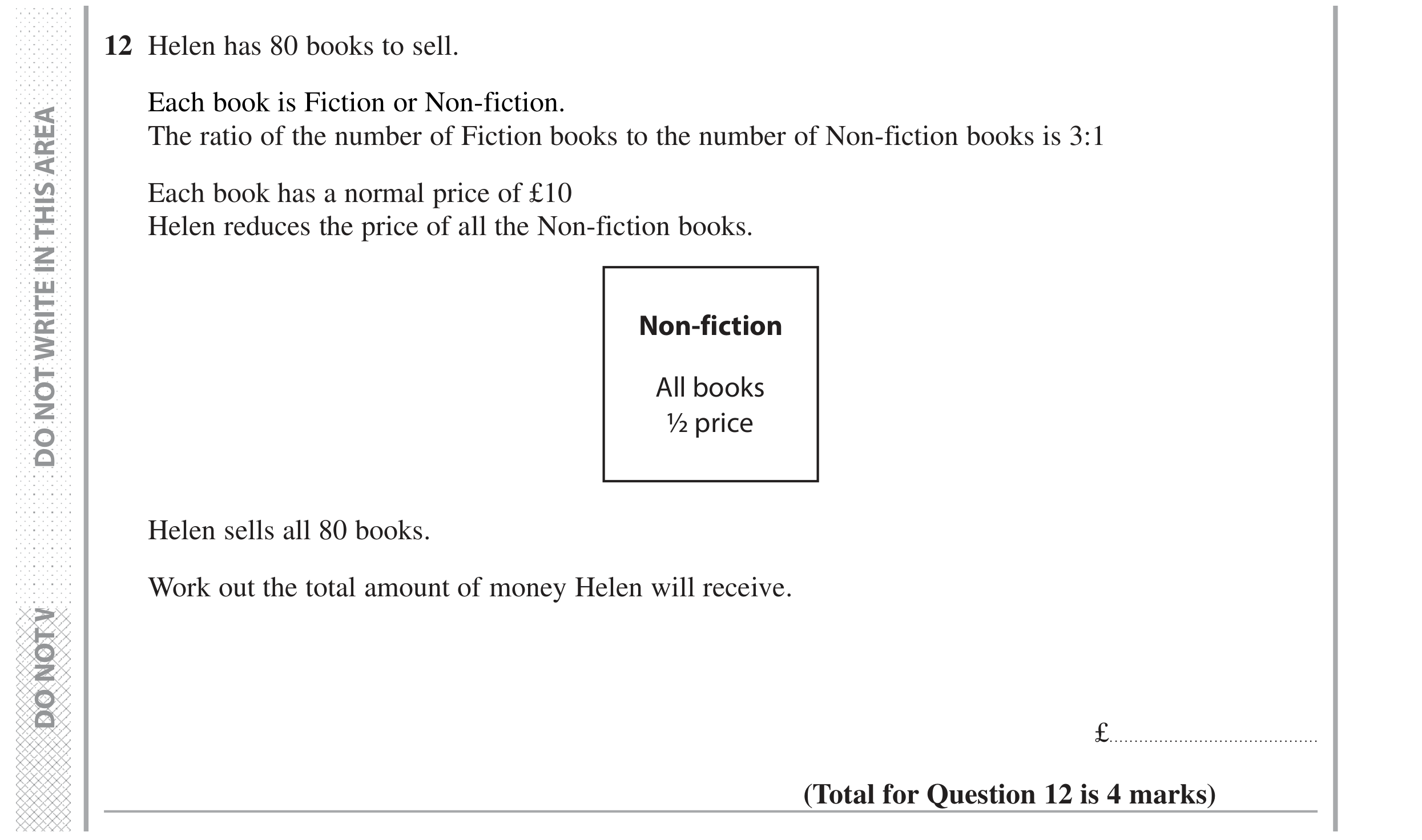 Question 12 — Ratios, Stray — Edexcel GCSE Specimen Set 2