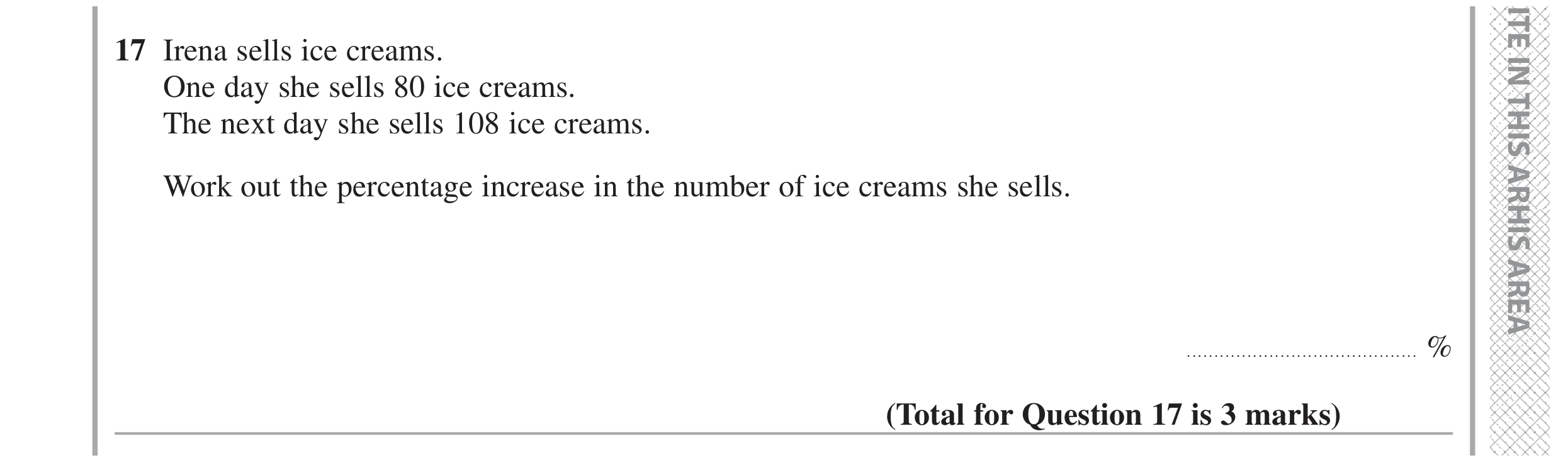 Question 17 — Percentages — Edexcel GCSE Specimen Set 2