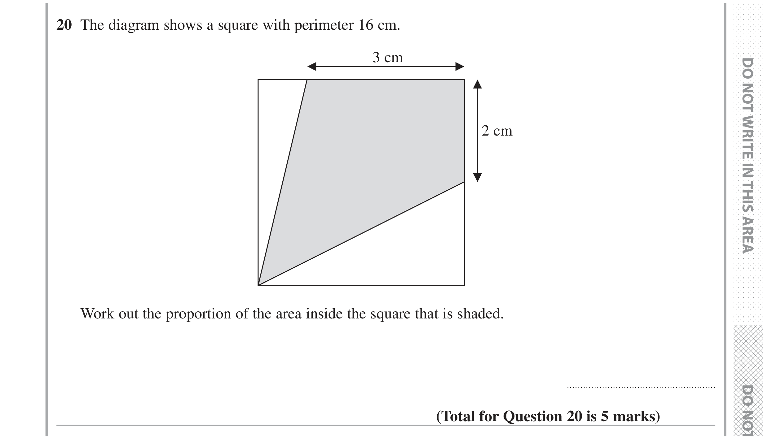 Question 20 — Perimeter and Area, Stray — Edexcel GCSE Specimen Set 2