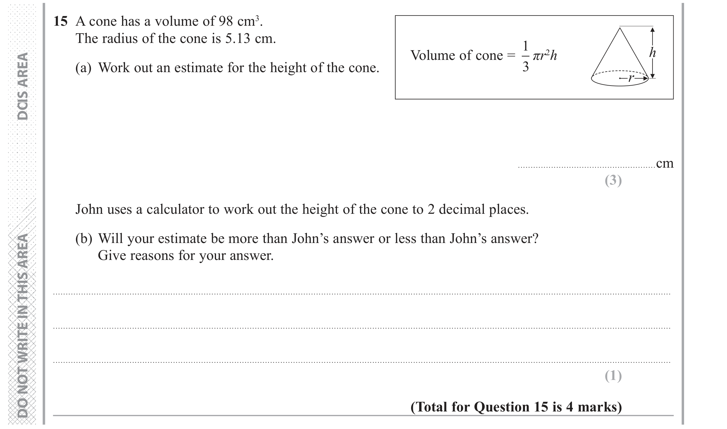 Question 15 — Formulae — Edexcel GCSE June 2017