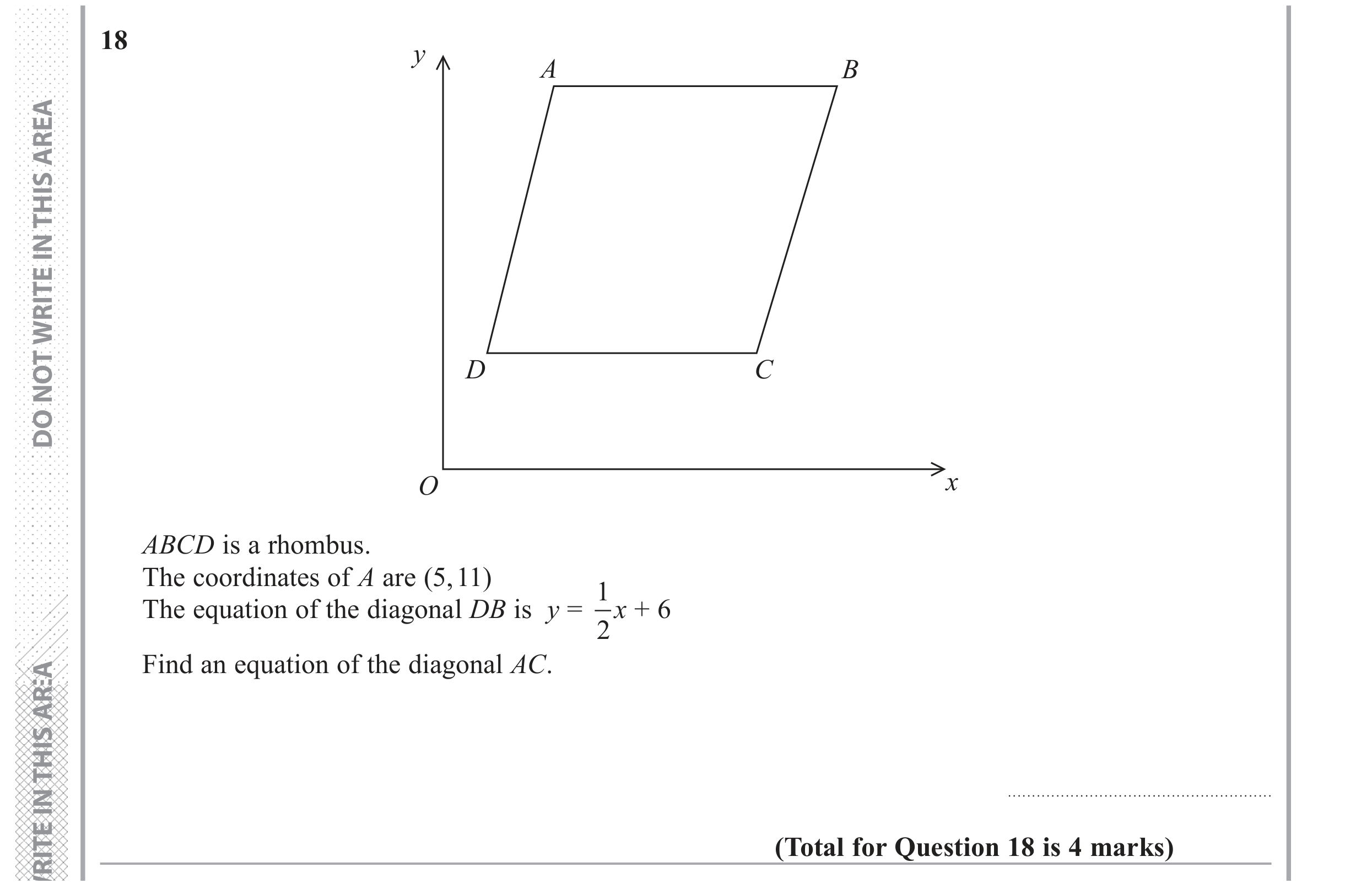 Question 18 — Straight Line Graphs, Polygons — Edexcel GCSE June 2017