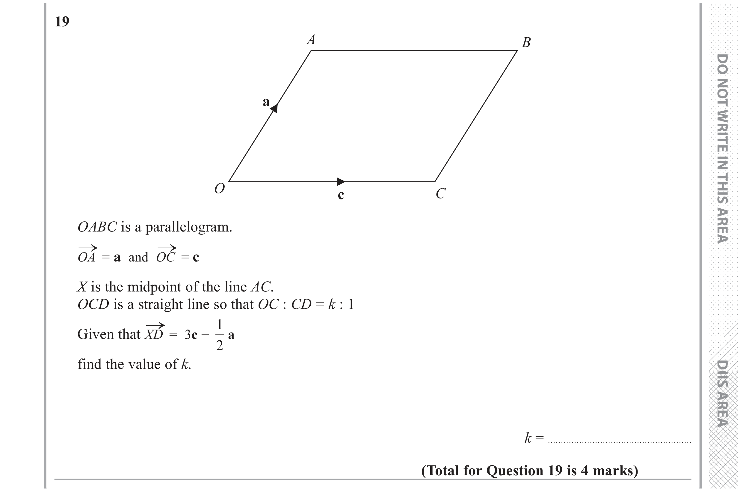 Question 19 — Vectors — Edexcel GCSE June 2017