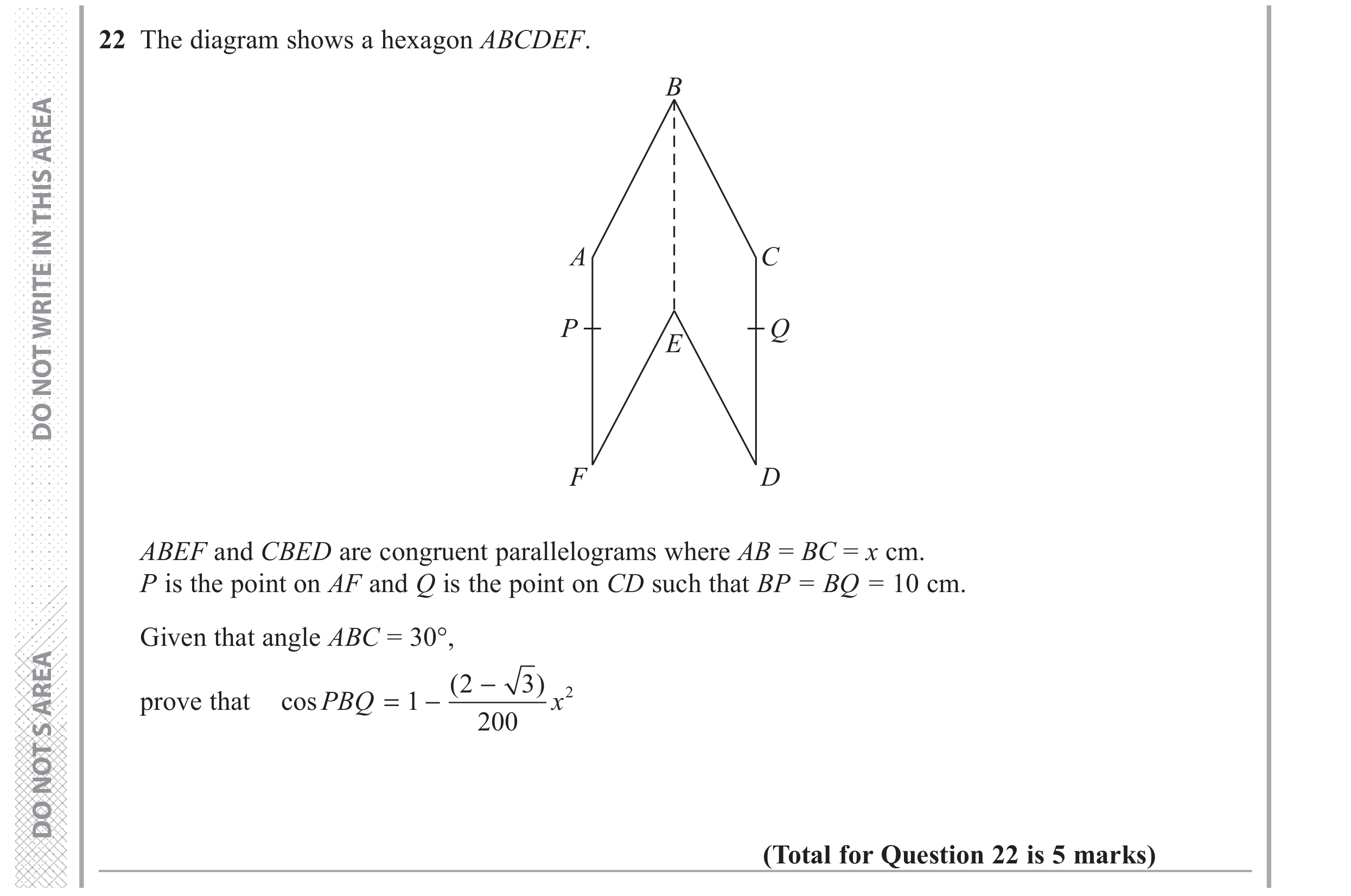 Question 22 — Trigonometry, Sine/Cosine Rule, Stray — Edexcel GCSE June 2017
