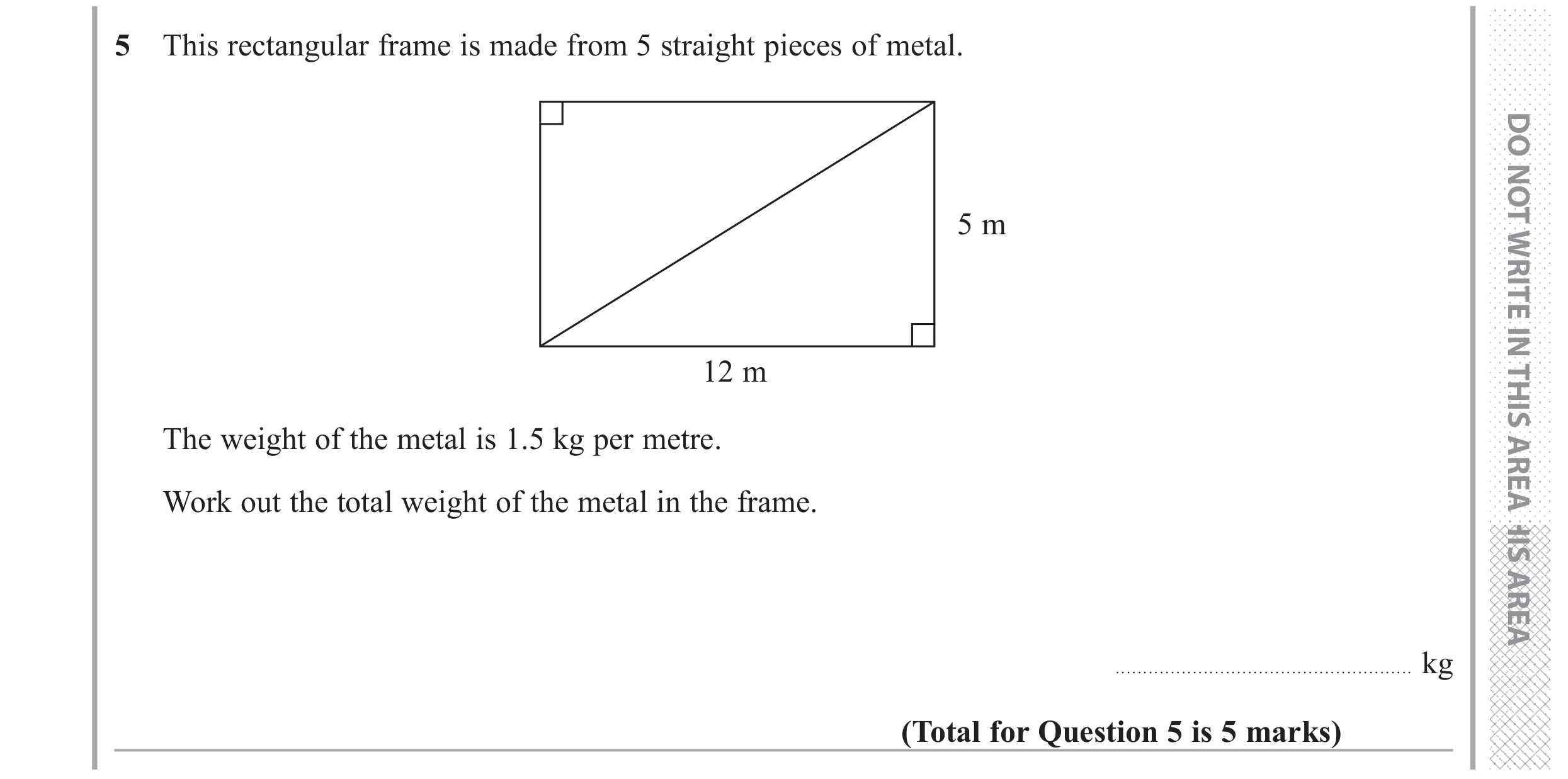 Question 5 — Pythagoras — Edexcel GCSE June 2017