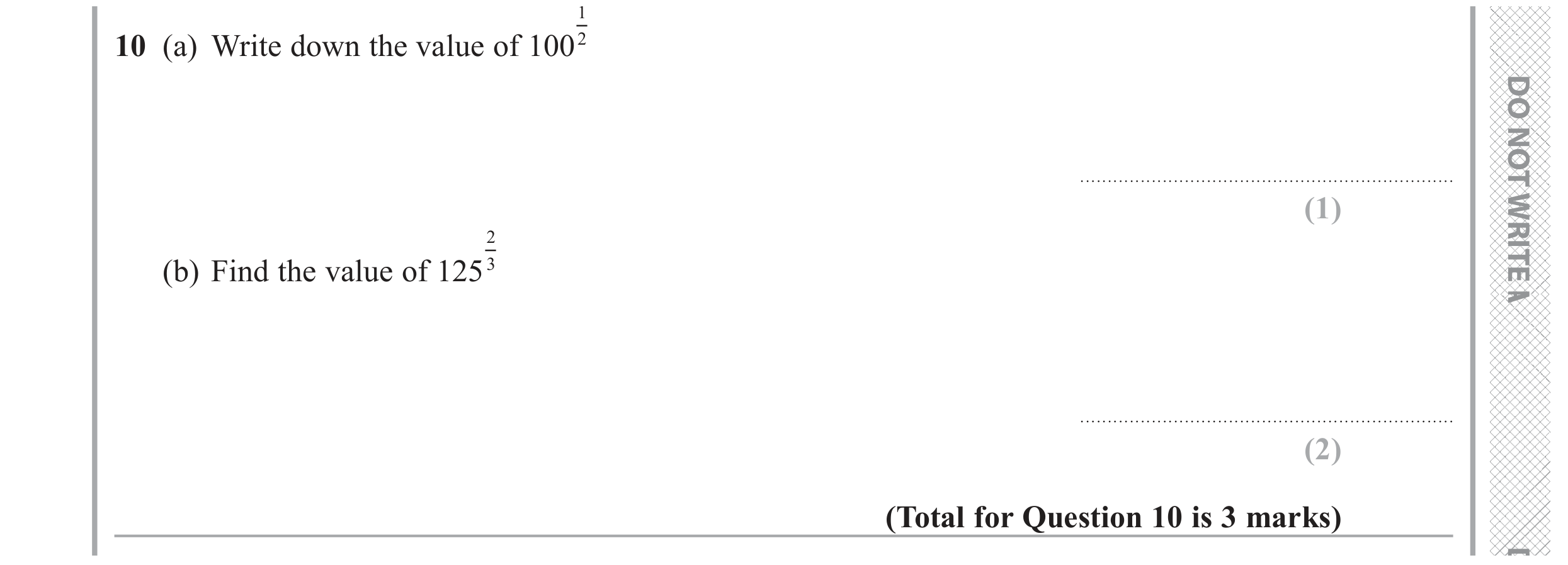 Question 10 — Powers — Edexcel GCSE November 2017