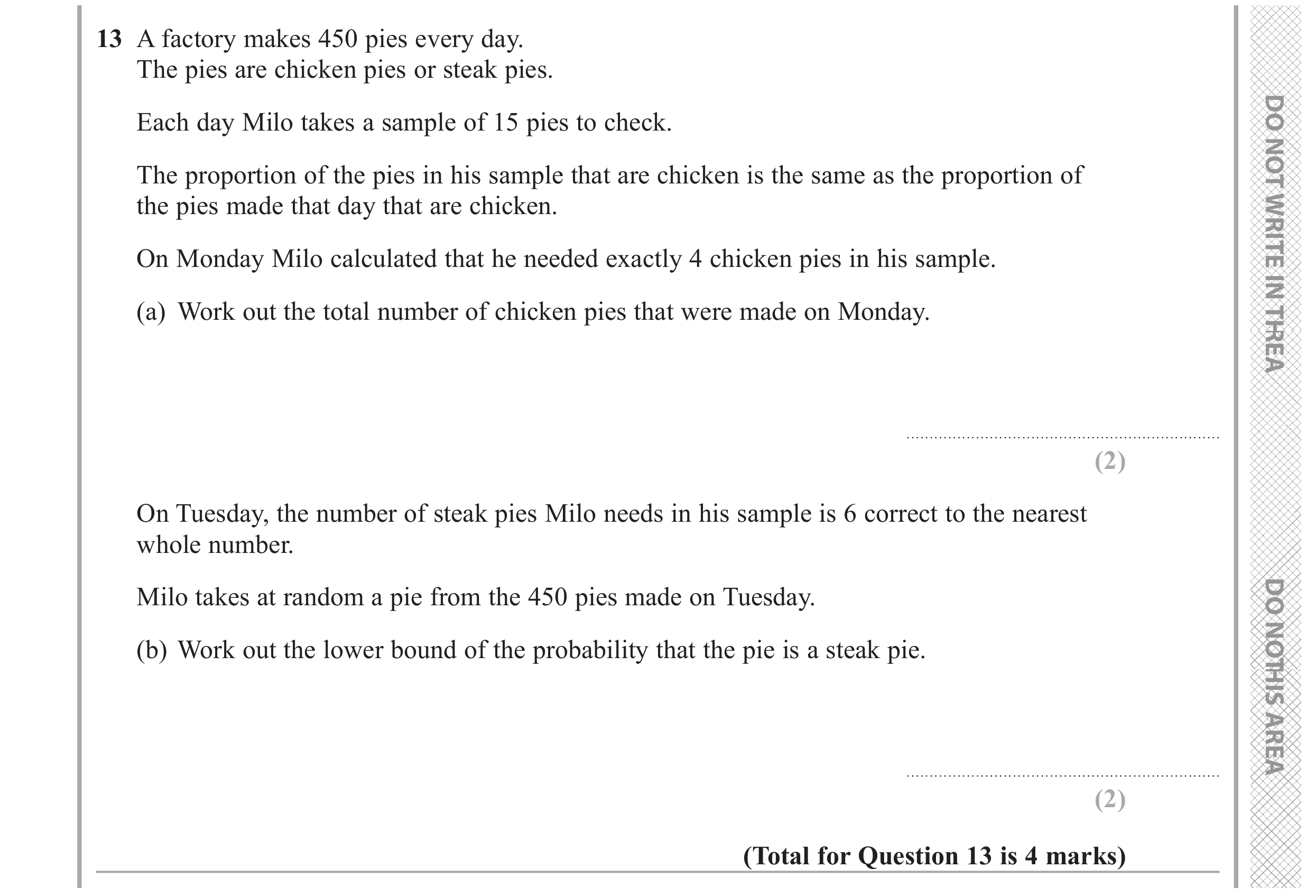 Question 13 — Stray — Edexcel GCSE November 2017