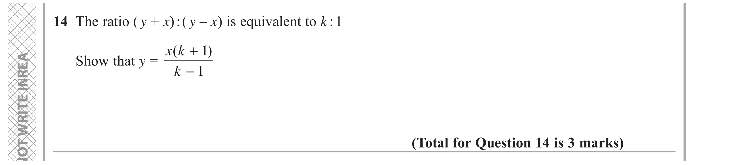 Question 14 — Ratios — Edexcel GCSE November 2017