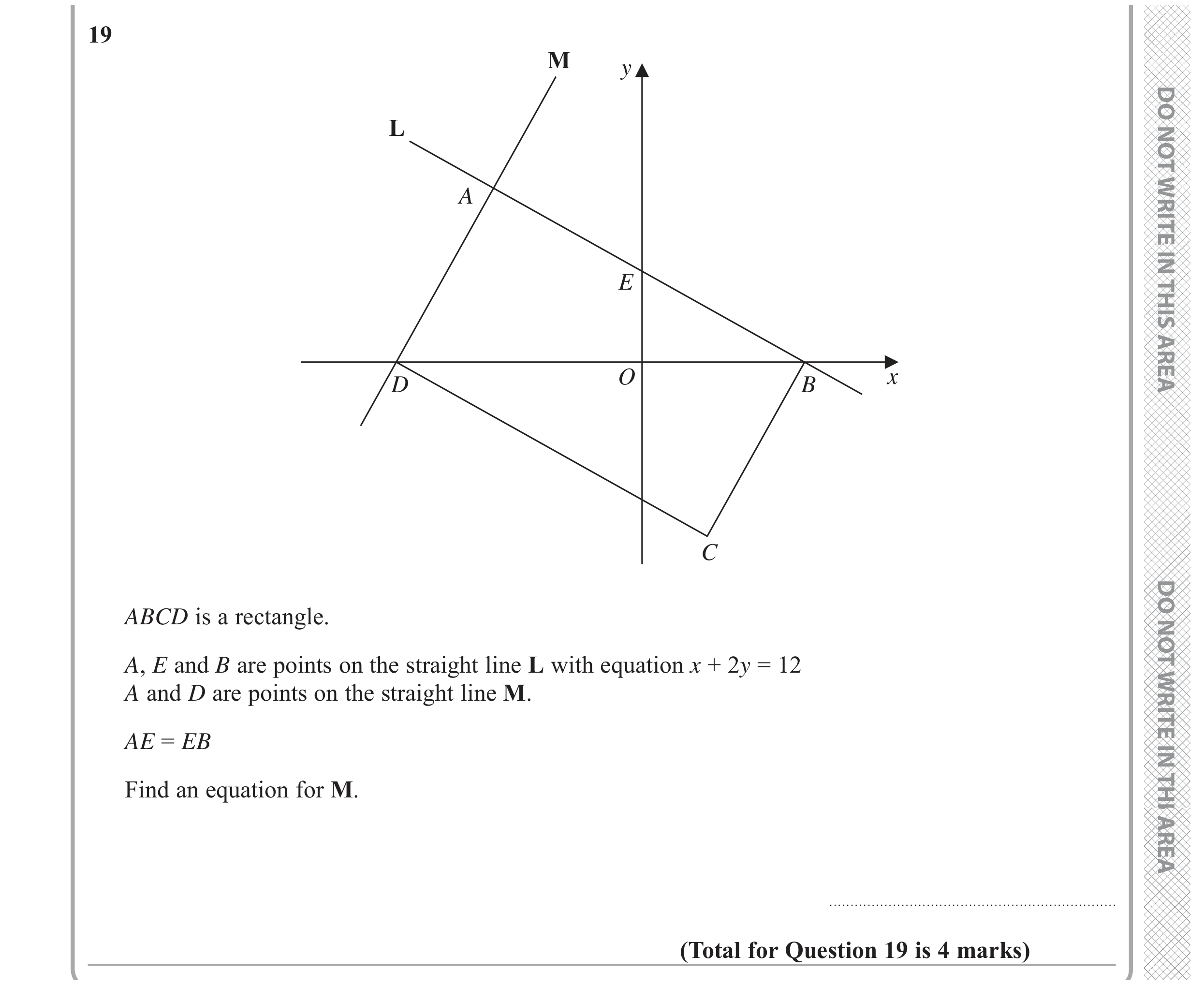 Question 19 — Straight Line Graphs — Edexcel GCSE November 2017