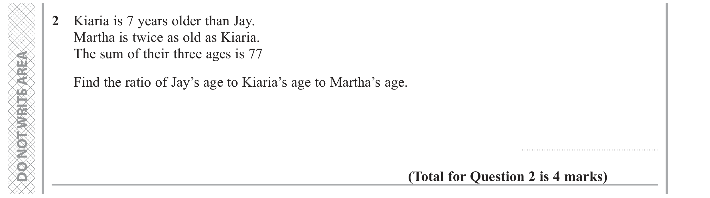 Question 2 — Ratios — Edexcel GCSE November 2017