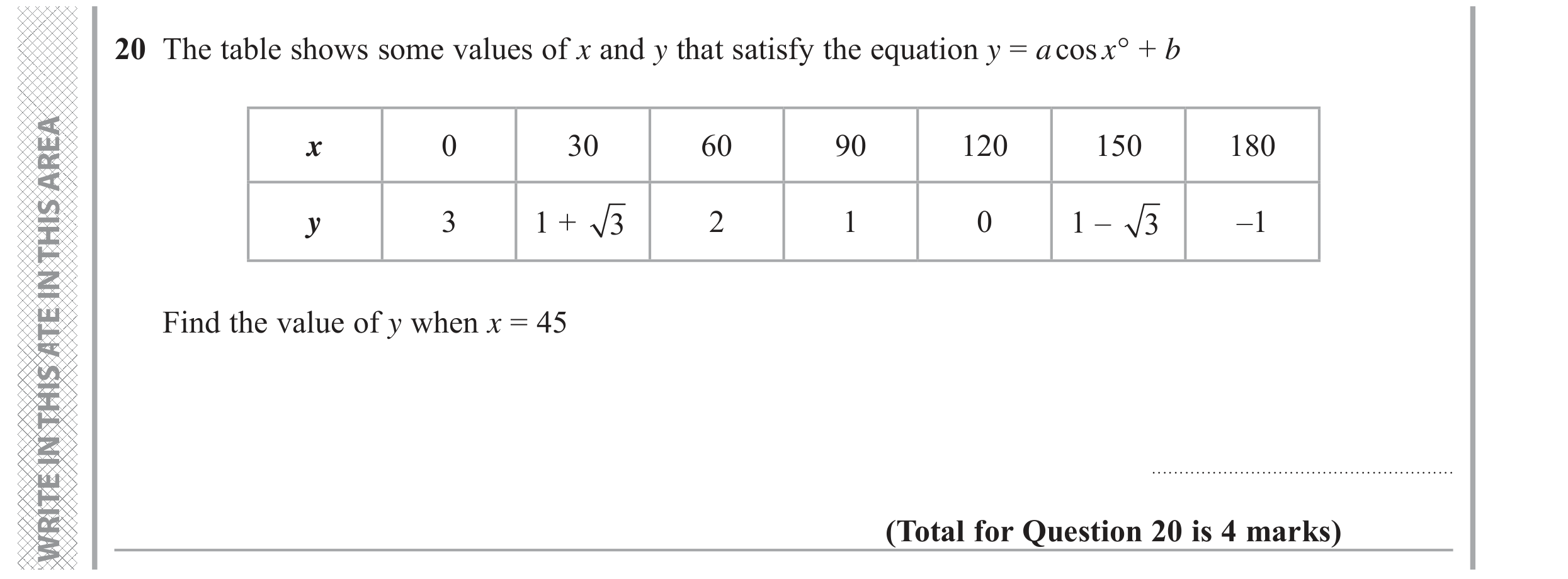 Question 20 — Trigonometry, Simultaneous Equations — Edexcel GCSE November 2017