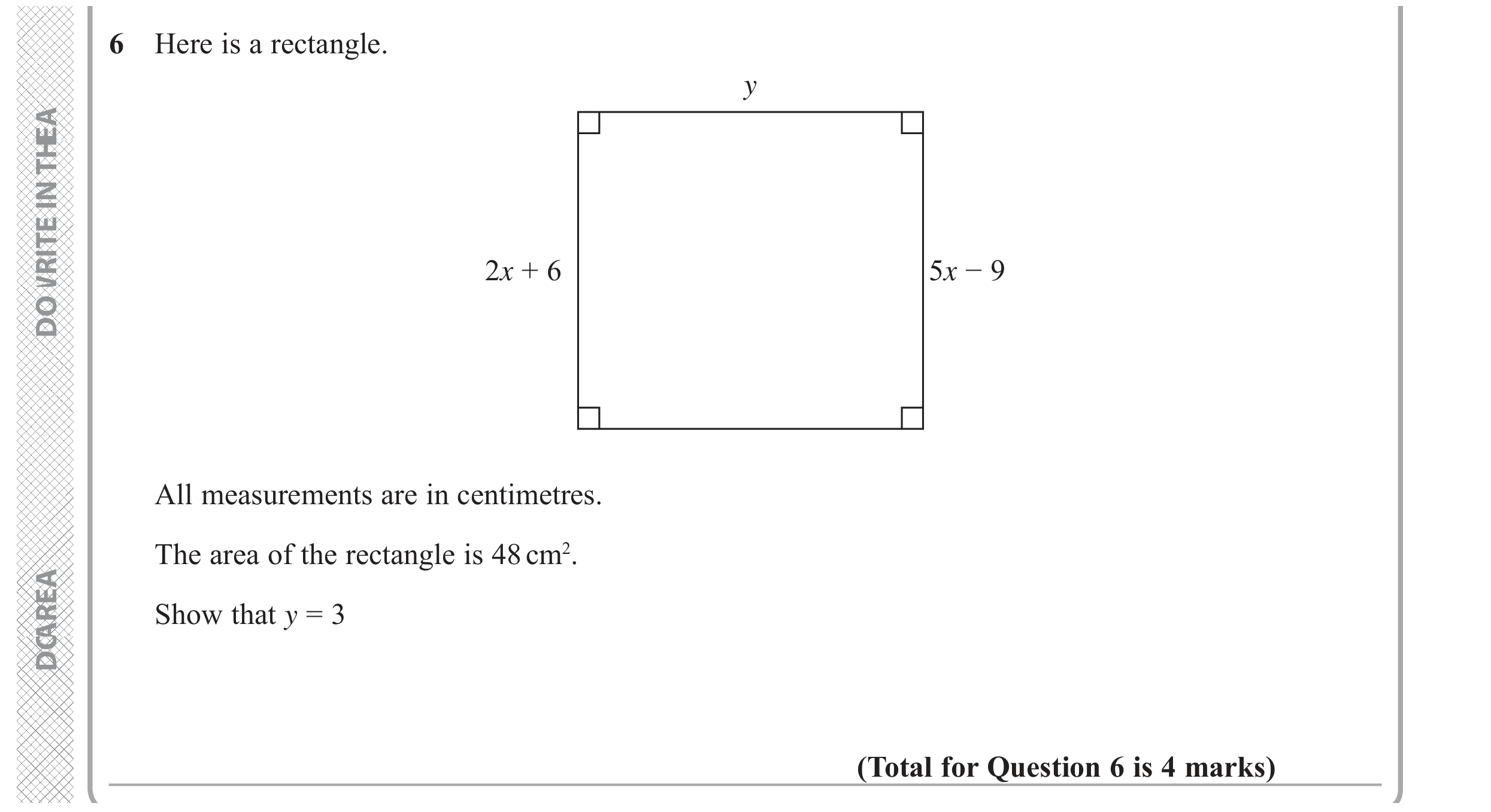 Question 6 — Perimeter and Area — Edexcel GCSE November 2017