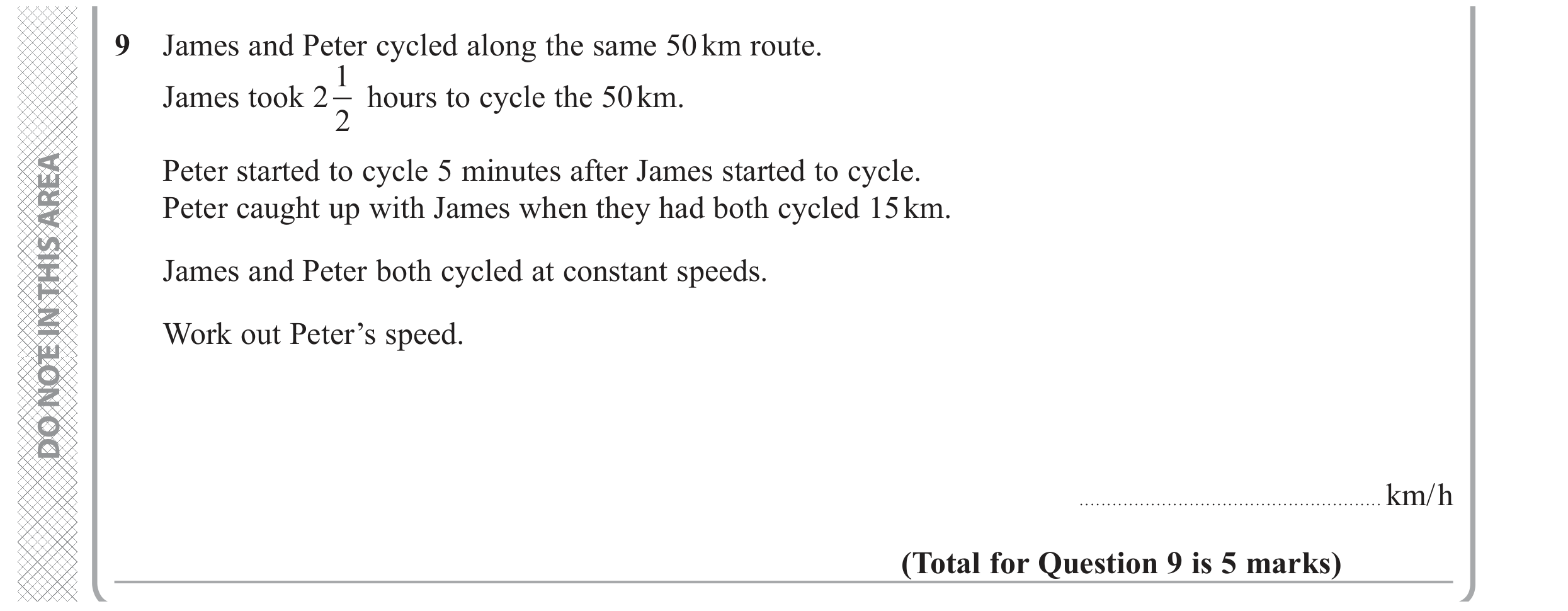 Question 9 — Speed/Distance/Time/Density/Pressure, Unit Conversions — Edexcel GCSE November 2017