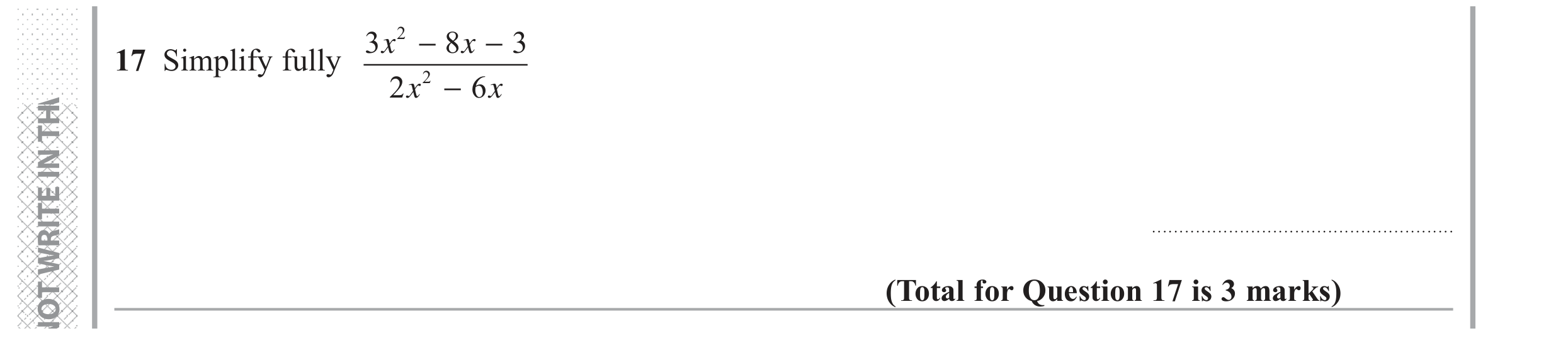 Question 17 — Algebra Fractions — Edexcel GCSE June 2018