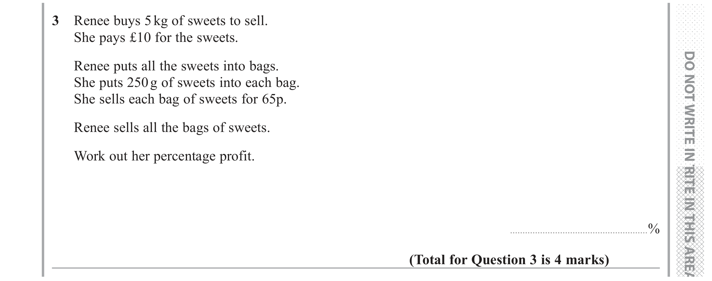 Question 3 — Percentages — Edexcel GCSE June 2018