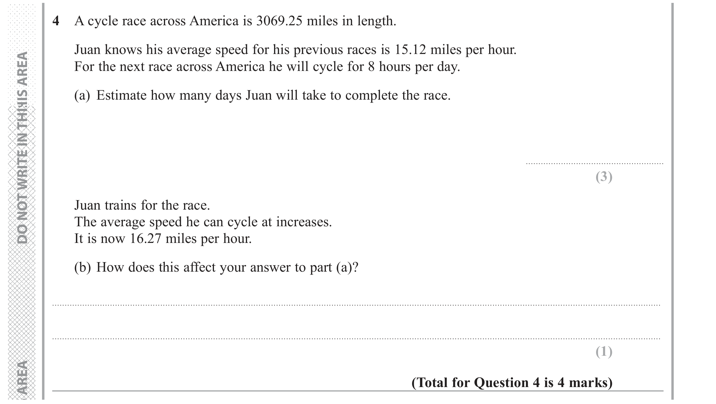 Question 4 — Estimations — Edexcel GCSE June 2018