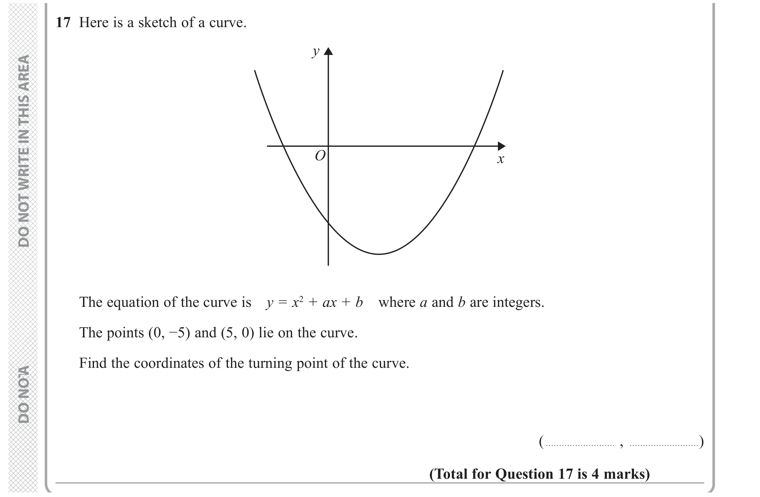 Question 17 — Quadratic Equations — Edexcel GCSE November 2018