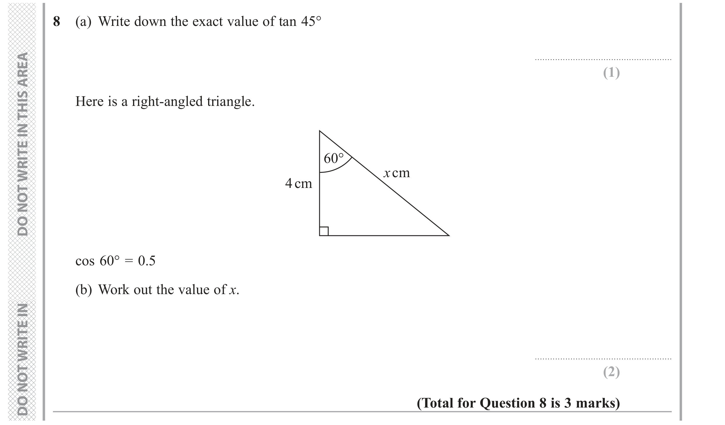Question 8 — Trigonometry — Edexcel GCSE November 2018