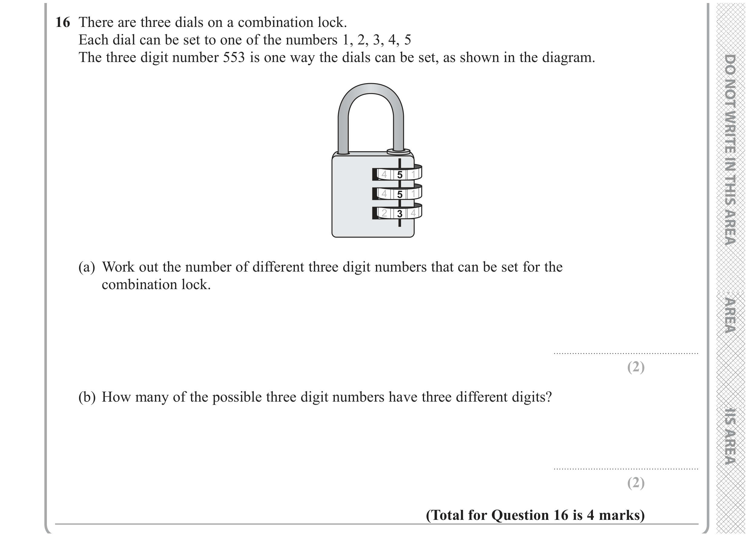 Question 16 — Probability — Edexcel GCSE June 2019