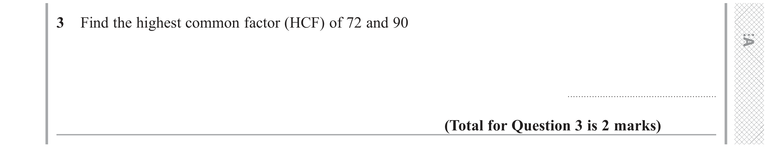 Question 3 — HCF and LCM — Edexcel GCSE June 2019