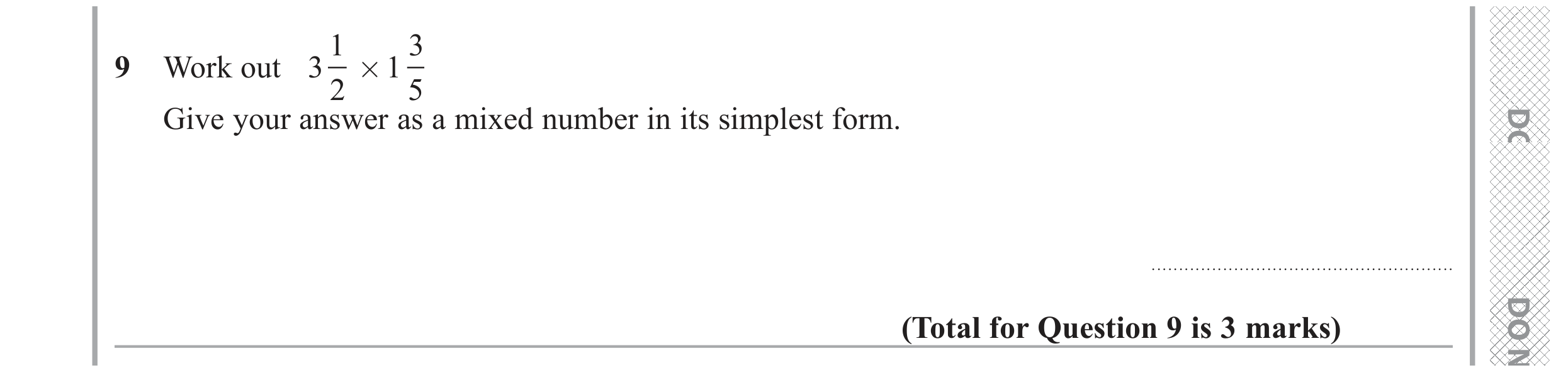 Question 9 — Fractions — Edexcel GCSE June 2019