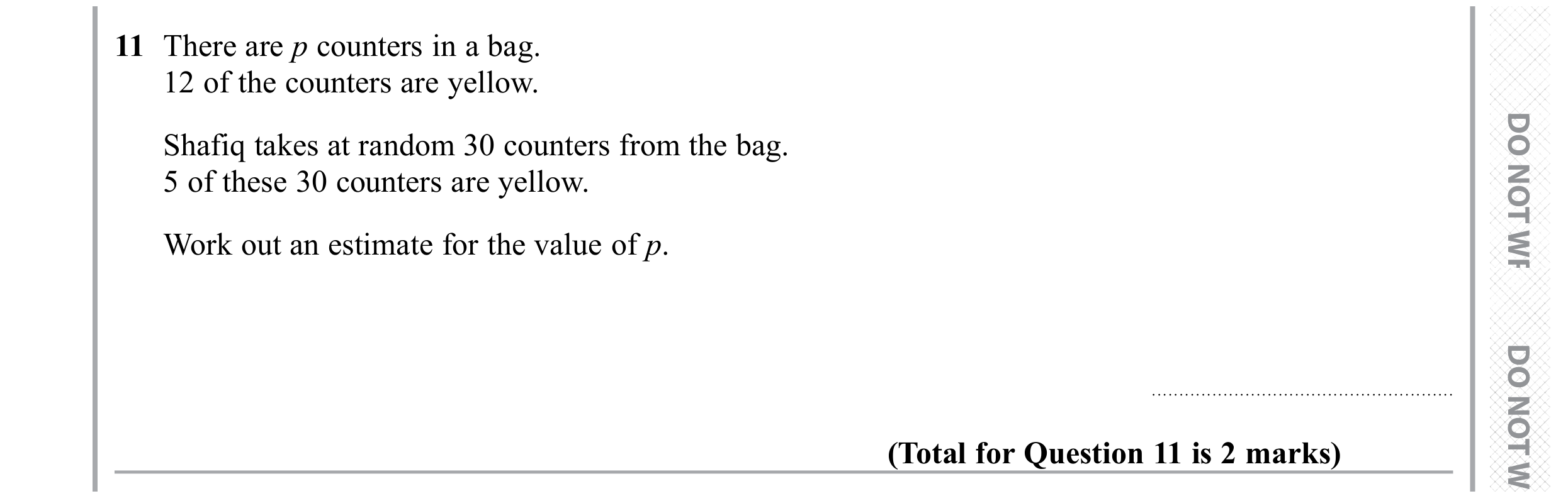 Question 11 — Stray — Edexcel GCSE November 2019
