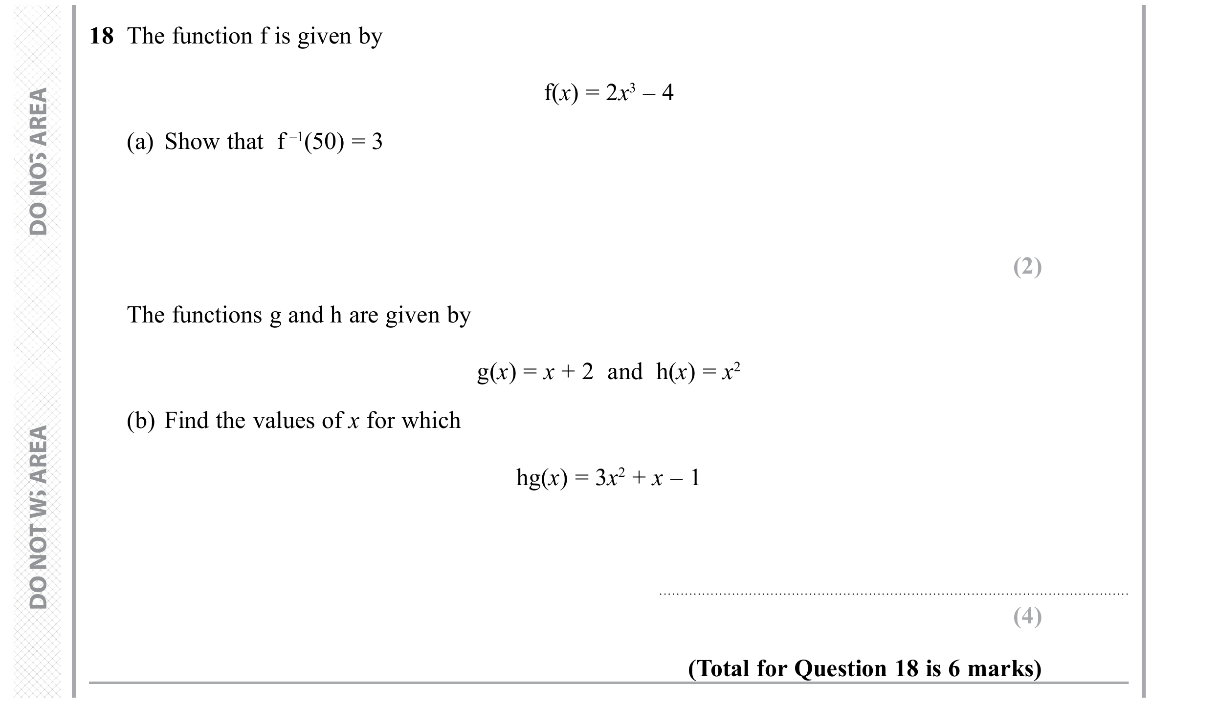 Question 18 — Functions — Edexcel GCSE November 2019