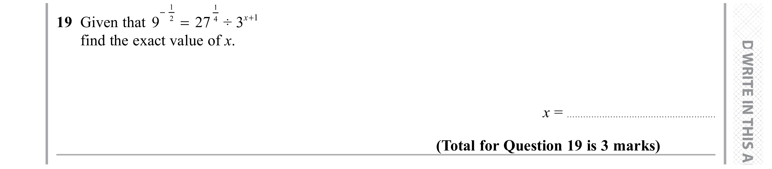 Question 19 — Powers — Edexcel GCSE November 2019