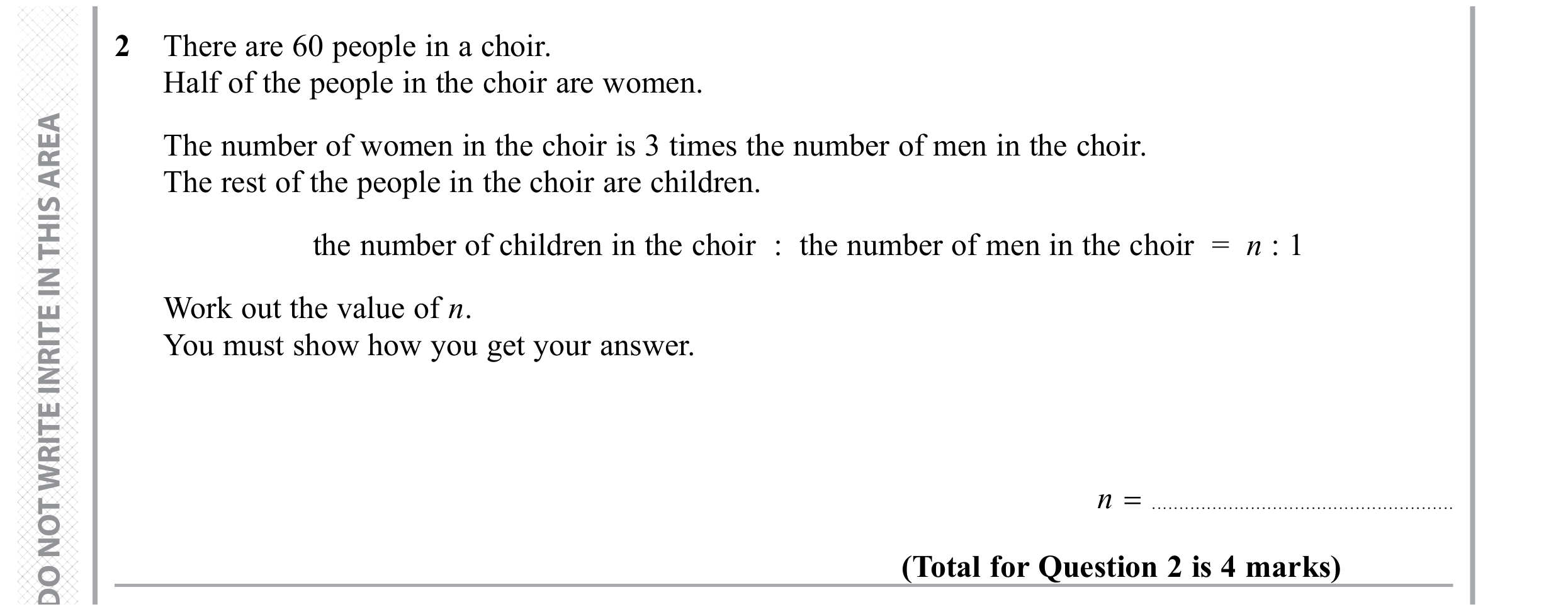 Question 2 — Ratios — Edexcel GCSE November 2019