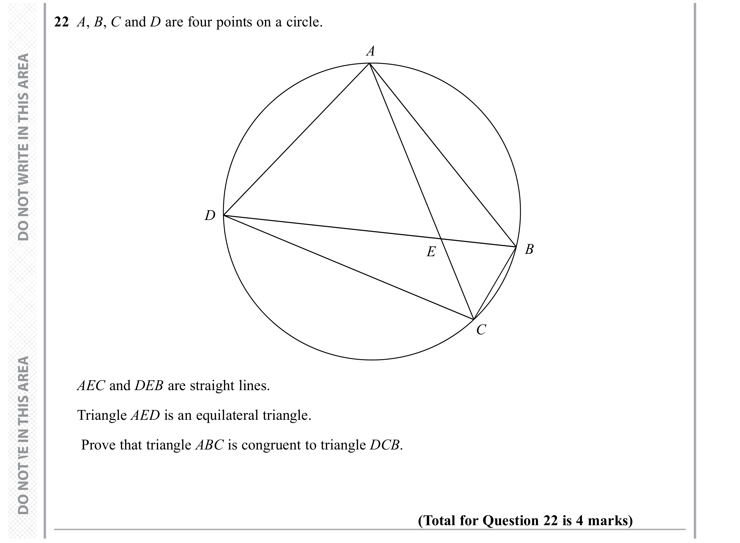 Question 22 — Circle Theorems, Congruence and Similarity — Edexcel GCSE November 2019