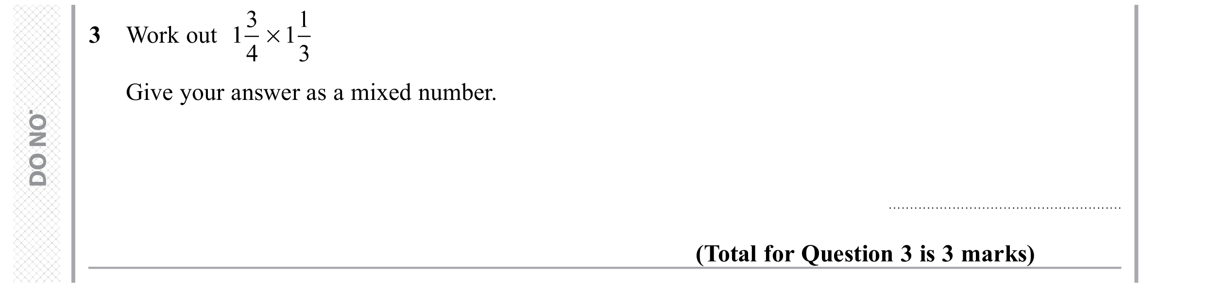 Question 3 — Fractions — Edexcel GCSE November 2019