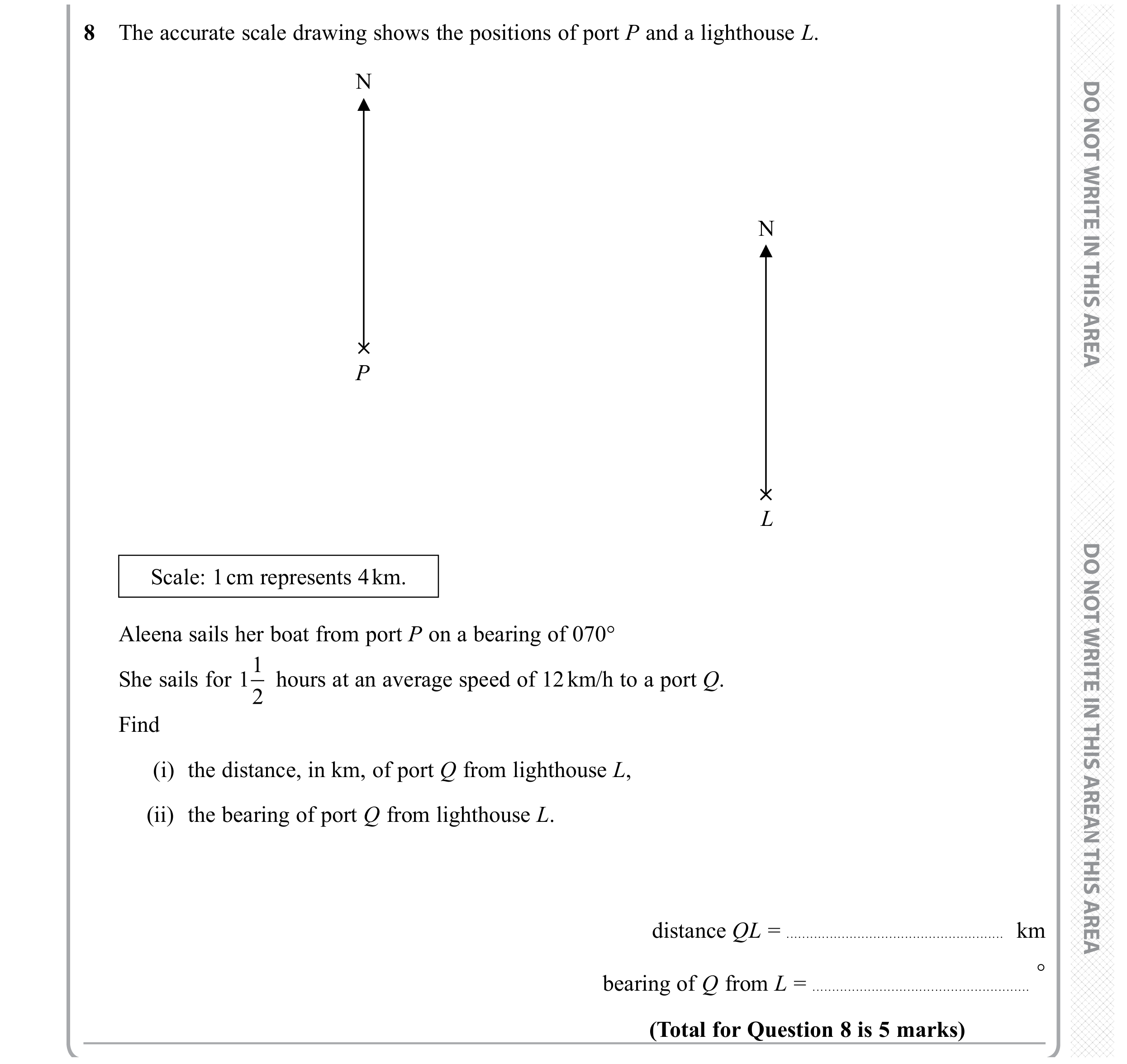 Question 8 — Maps, Speed/Distance/Time/Density/Pressure — Edexcel GCSE November 2019