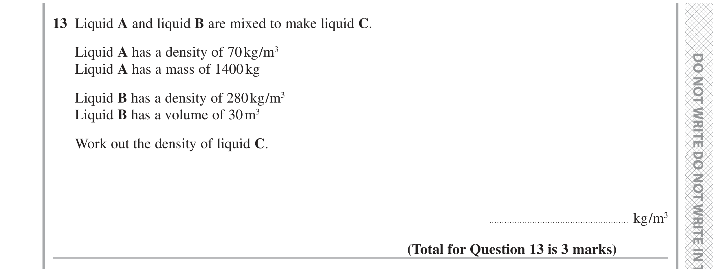 Question 13 — Speed/Distance/Time/Density/Pressure — Edexcel GCSE November 2020