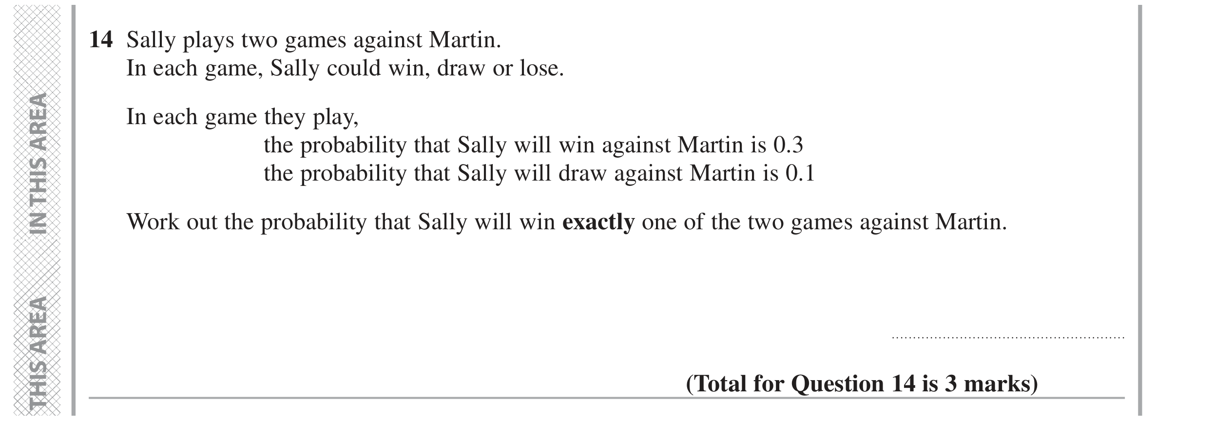 Question 14 — Probability — Edexcel GCSE November 2020