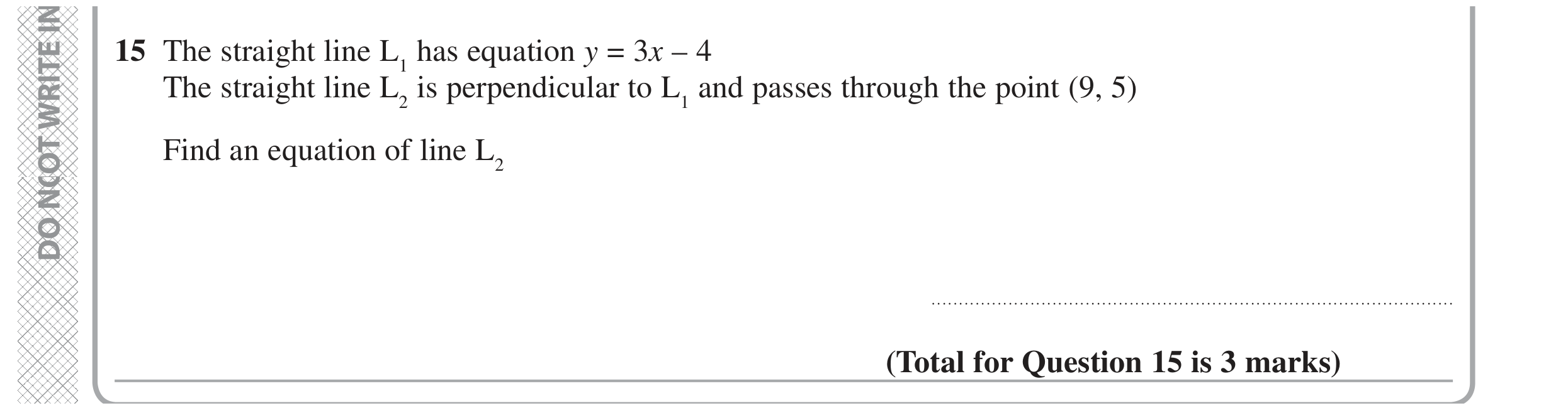 Question 15 — Straight Line Graphs — Edexcel GCSE November 2020
