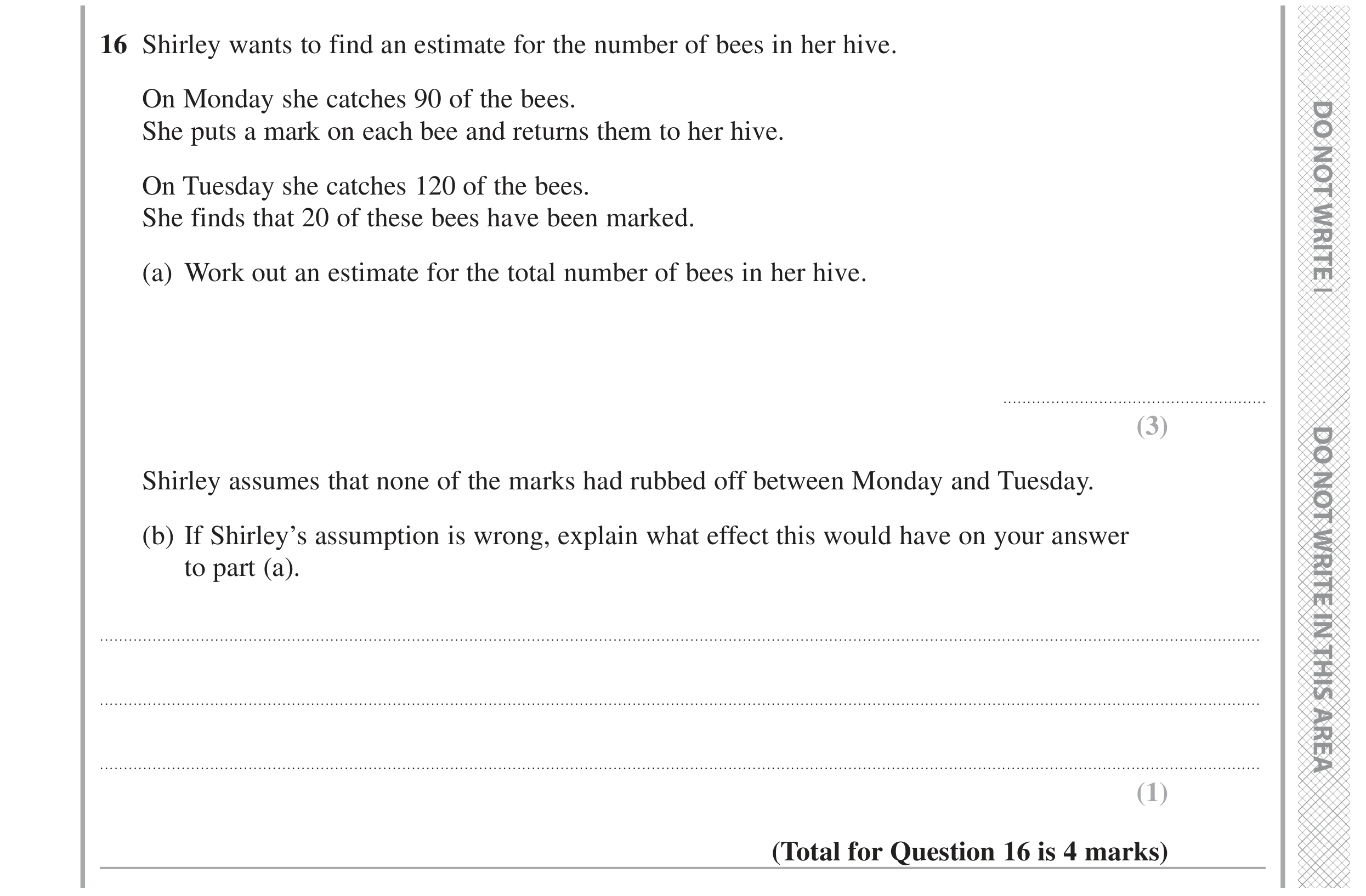 Question 16 — Estimations — Edexcel GCSE November 2020