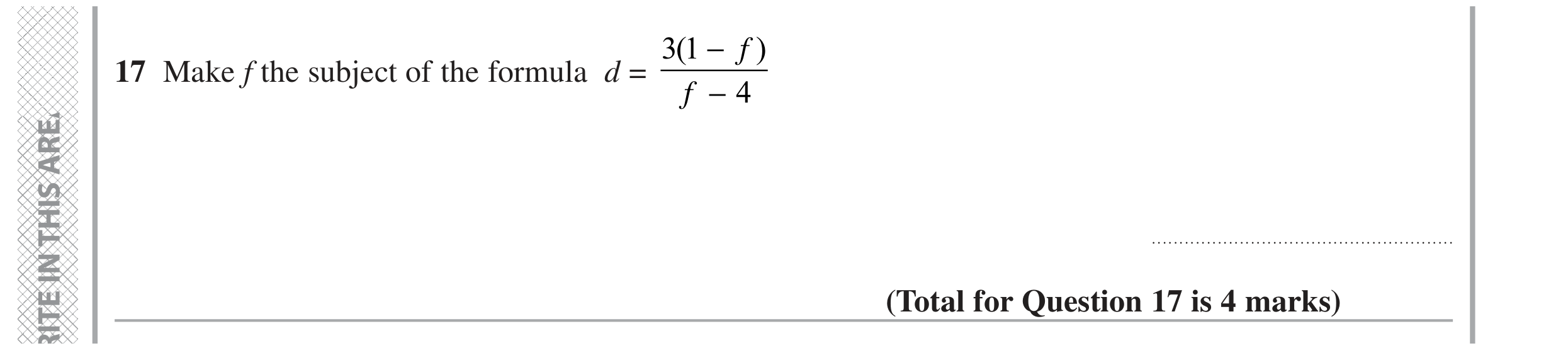 Question 17 — Formulae — Edexcel GCSE November 2020