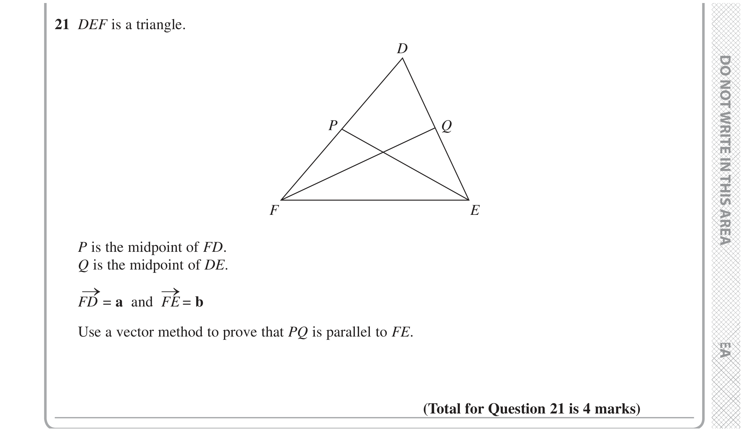Question 21 — Vectors — Edexcel GCSE November 2020