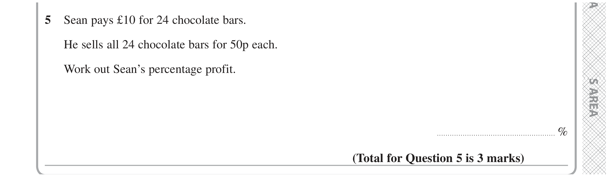 Question 5 — Percentages — Edexcel GCSE November 2020