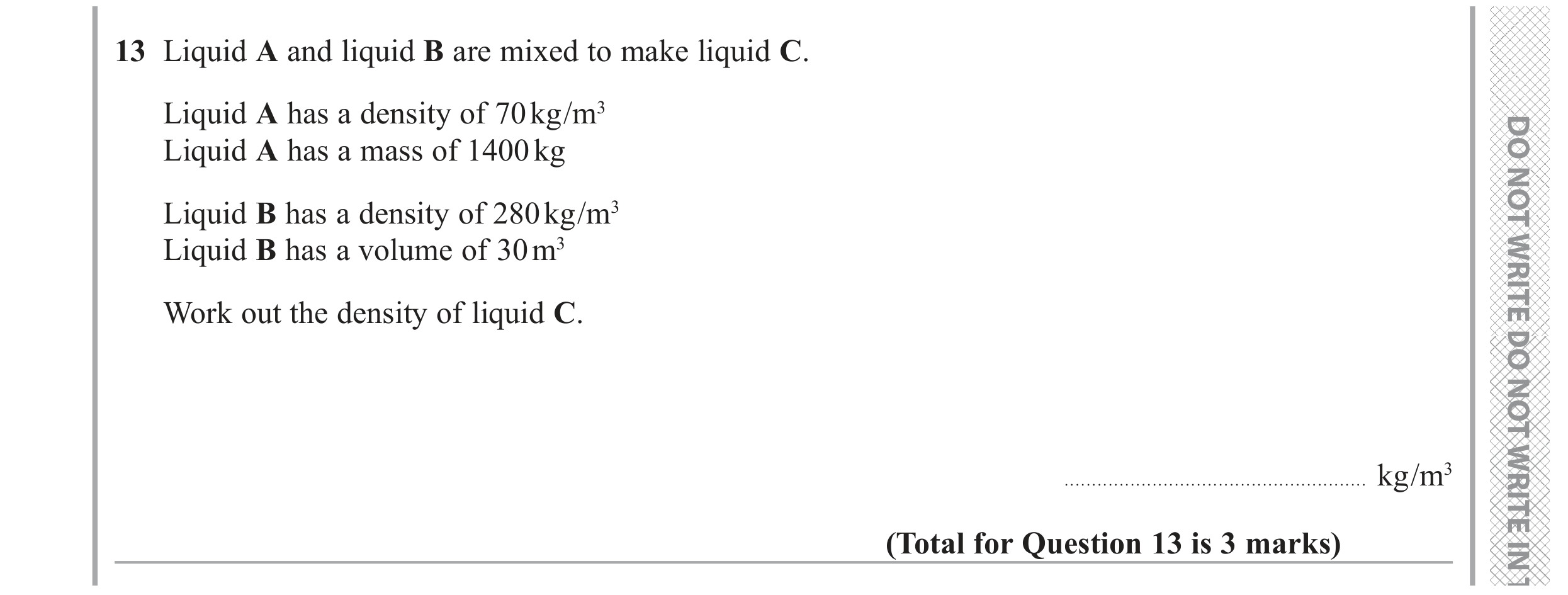 Question 13 — Speed/Distance/Time/Density/Pressure — Edexcel GCSE November 2020