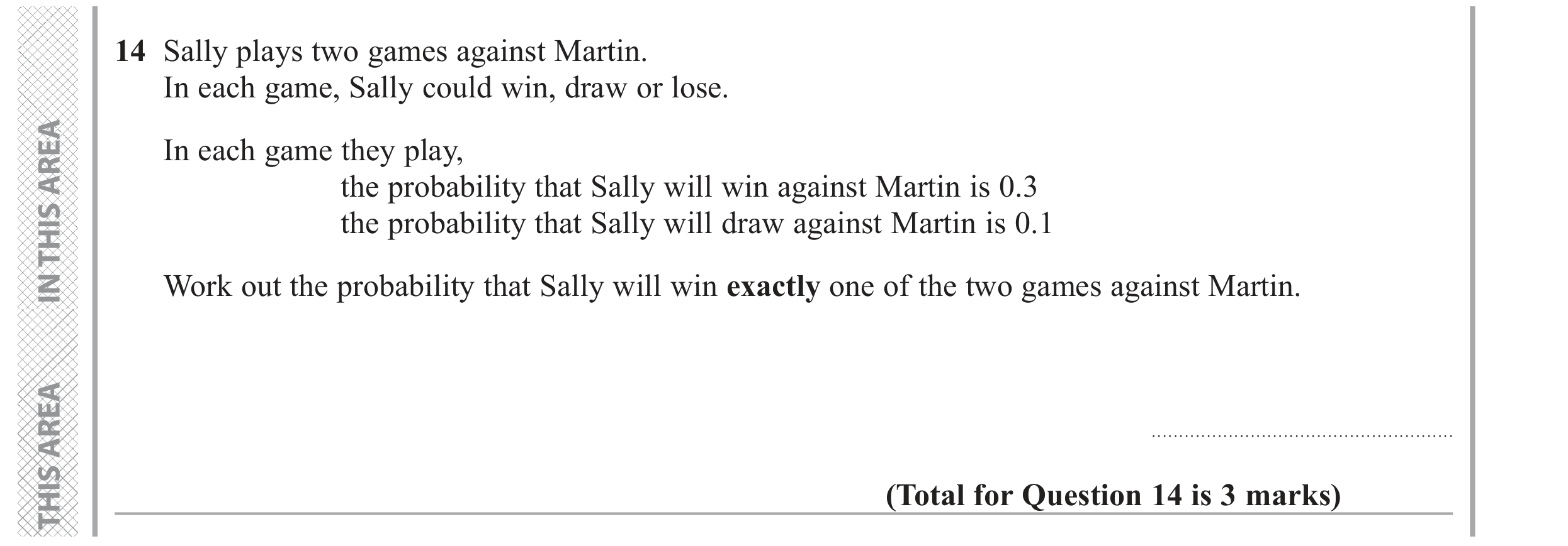 Question 14 — Probability — Edexcel GCSE November 2020