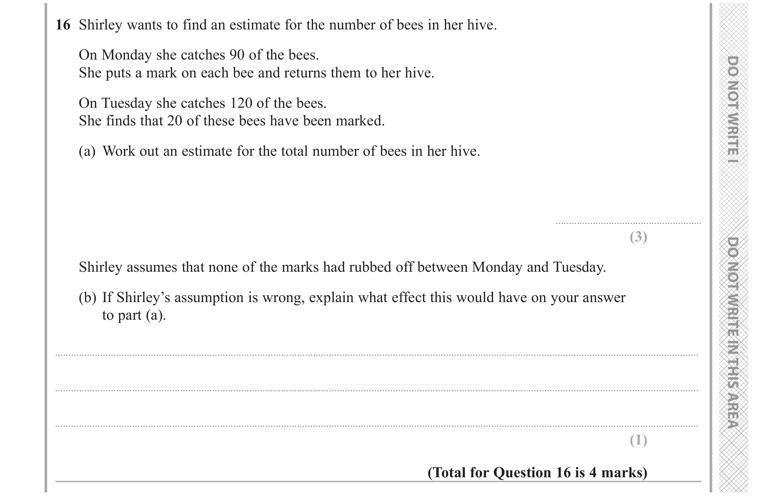 Question 16 — Estimations — Edexcel GCSE November 2020