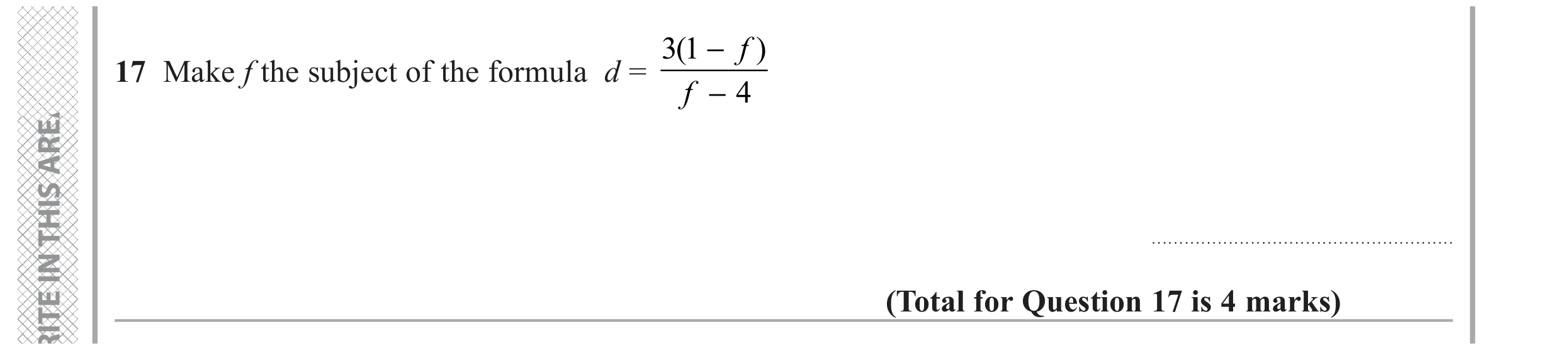 Question 17 — Formulae — Edexcel GCSE November 2020