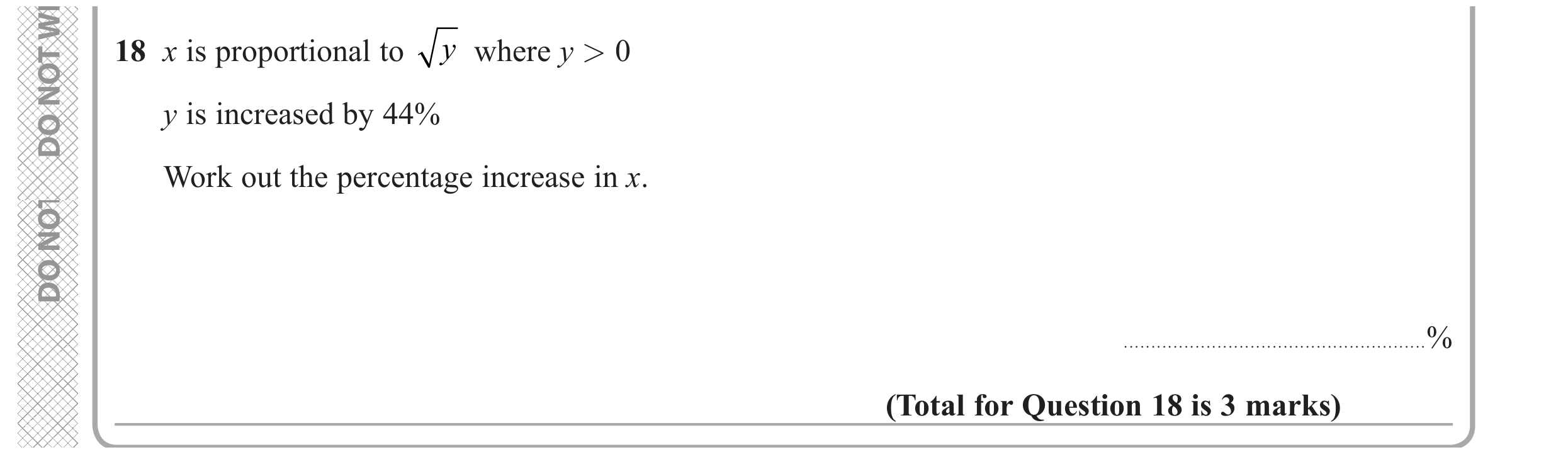 Question 18 — Proportion, Percentages — Edexcel GCSE November 2020