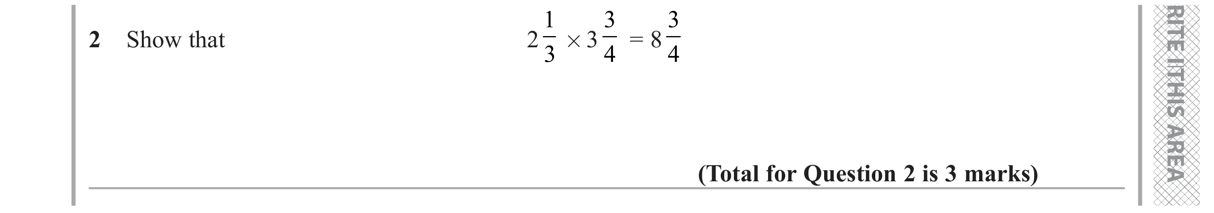 Question 2 — Fractions — Edexcel GCSE November 2020