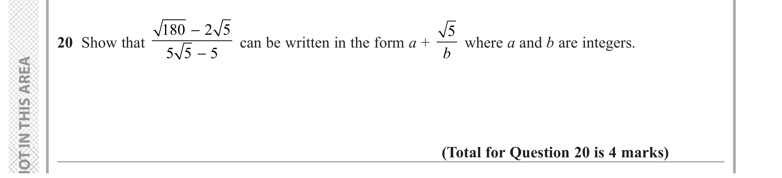 Question 20 — Surds — Edexcel GCSE November 2020